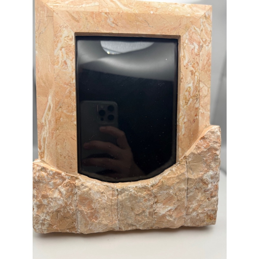 RENOIR Stone Marble Art Deco Inspired Photo Frame Peach Stone